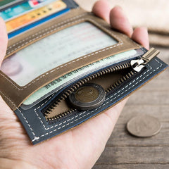 Handmade Leather Mens Cool Slim Leather Wallet Men Small Wallets Bifold for Men - imessengerbags