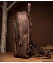 Brown Casual Mens Leather 15-inch Large Laptop Backpacks Brown Travel Backpacks School Backpacks for men - imessengerbags