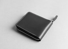 Handmade Leather Mens Cool Slim Leather Zipper Wallet Men Small Wallets Bifold for Men - imessengerbags