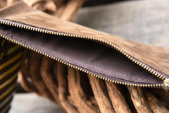 Handmade Leather Mens Cool Long Leather Wallet Card Clutch Wallet for Men