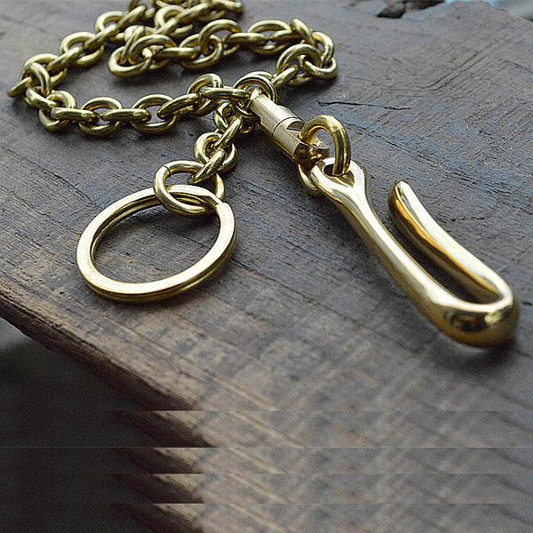 Cool Men's Handmade Brass Key Ring Wallet Key Chain Pants Chains Biker Wallet Chain For Men - imessengerbags