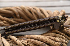 Handmade Leather Mens Cool Long Leather Wallet Card Clutch Wallet for Men