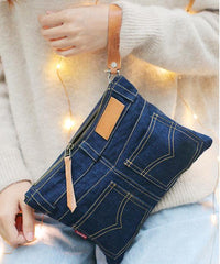 Cool Blue Jean Mens Clutch Bag Wristlet Bag Wallet Zipper Clutch Wallet For Men