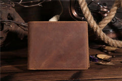 Handmade Leather Mens Cool Slim Leather Wallet Card Wallet Holders Men Small Wallets Bifold for Men - imessengerbags