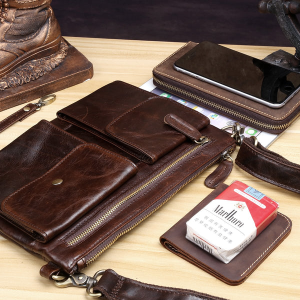 Genuine Leather Mens Cool Messenger Bag Clutch Bag Chest Bag Bike Bag Cycling Bag for men - imessengerbags