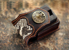 Vintage Leather Mens Skull Cool Cigarette Holder Case with lighter Holder for Men - imessengerbags