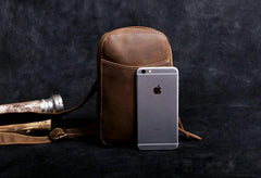 Handmade Leather Mens Cool Chest Bag Sling Bag Crossbody Bag Travel Bag Hiking Bag for men