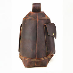 Genuine Leather Mens Cool Chest Bag Sling Bag Crossbody Bag Travel Bag Hiking Bag for men - imessengerbags