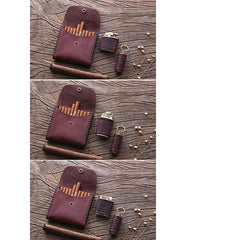 Handmade Wooden Coffee Leather Mens 20pcs Cigarette Case Cool Custom Cigarette Holder for Men