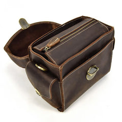 Handmade Leather Mens Cool Small Messenger Bag SLR Camera Case Bag Cycling Bag for men