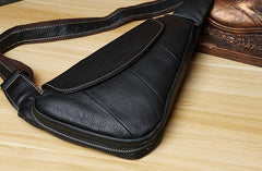 Genuine Leather Mens Cool Chest Bag Sling Bag Crossbody Bag Travel Bag Hiking Bag for men - imessengerbags