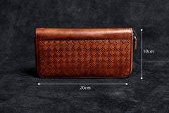 Handmade Leather Mens Cool Long Leather Wallet Card Wallet Clutch Wristlet Wallet for Men - imessengerbags