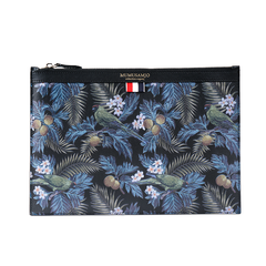 Handmade Leather Mens Clutch Parrots Cool Slim Wallet Zipper Clutch Wristlet Wallet for Men