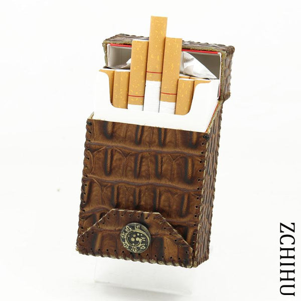 Handmade Cool Leather Mens Coffee Cigarette Holder Case Cigarette Holder for Men - imessengerbags