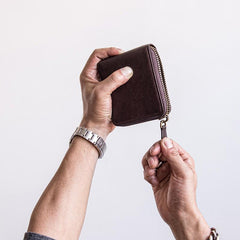 Genuine Leather Mens Cool billfold Leather Wallet Men Small Zipper Wallets Bifold for Men - imessengerbags