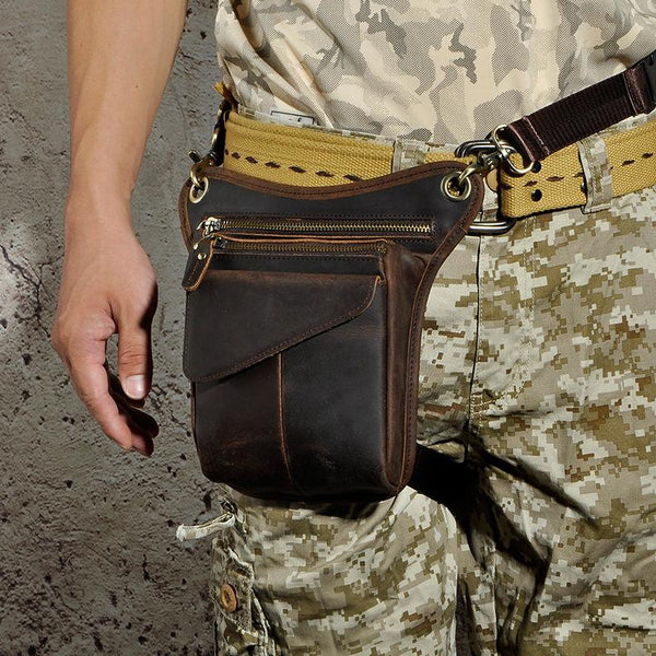 Leather Belt Pouch Mens Small Cases Waist Bag Hip Pack Belt Bag Fanny Pack Bumbag for Men - imessengerbags