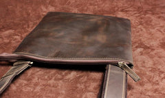 Handmade Leather Mens Cool Messenger Bag Square Bag Chest Bag Bike Bag Cycling Bag for men