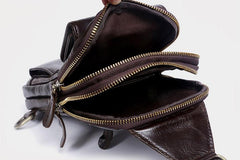 Genuine Leather Mens Cool Chest Bag Sling Bag Crossbody Bag Travel Bag Hiking Bag for men - imessengerbags