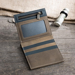 Handmade Leather Mens Cool Slim Leather Wallet Men Small Wallets Bifold for Men - imessengerbags