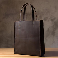 Mens Coffee Black Tote Bag Leather Vintage Cool Handbag Shoulder Bag for Men