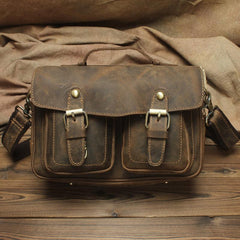 Vintage Mens Leather Camera Bag Small Messenger Bag Cross Body Bag For Men - imessengerbags