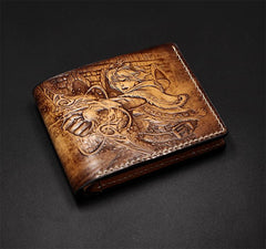 Handmade Leather Tooled League of Legends LOL Ezreal the Prodigal Explorer Mens billfold Wallet Cool Leather Wallet Slim Wallet for Men - imessengerbags