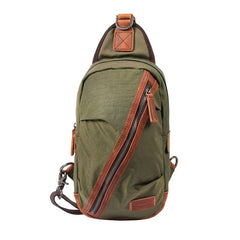 Black Canvas Sling Backpack Men's Sling Bag Green Chest Bag Canvas One shoulder Backpack For Men