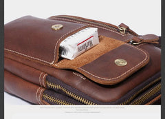 Genuine Leather Mens Cool Chest Bag Sling Bag Crossbody Bag Travel Bag Hiking Bag for men - imessengerbags
