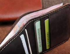 Handmade Leather Mens Cool Slim Leather Wallet Men Small Wallets Bifold for Men - imessengerbags
