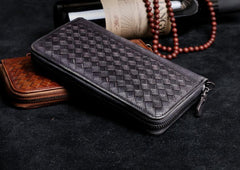 Handmade Leather Mens Cool Long Leather Wallet Card Wallet Clutch Wristlet Wallet for Men - imessengerbags