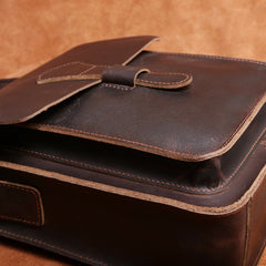 Handmade Leather Mens Cool Messenger Bag Square Bag Chest Bag Bike Bag Cycling Bag for men