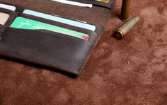 Handmade Leather Mens Cool Long Leather Wallet Clutch Wristlet Wallet for Men - imessengerbags