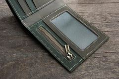 Handmade Leather Mens Cool Slim Leather Wallet Men Small Wallets Bifold for Men - imessengerbags
