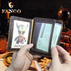 Handmade Leather Floral Mens Cool Front Pocket Wallet Short Wallet Card Holder Small Card Slim Wallets for Men