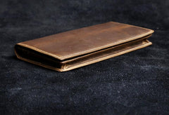 Genuine Leather Mens Cool Long Leather Wallet Zipper Clutch Wristlet Wallet for Men - imessengerbags