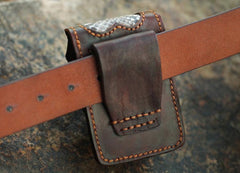 Vintage Leather Mens Skull Cool Cigarette Holder Case with lighter Holder for Men - imessengerbags