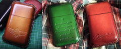 Beige Leather Mens Cigarette Holder Case Vintage Custom Cigarette Case for Men