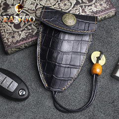 Handmade Leather Floral Mens Cool Car Key Wallet Coin Wallet Pouch Car KeyChain for Men - imessengerbags