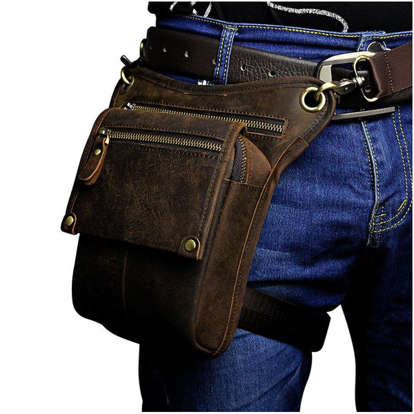 Leather Belt Pouch Mens Cases Waist Bag Hip Pack Belt Bag Fanny Pack Bumbag for Men - imessengerbags