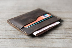 Handmade Leather Mens Cool Short Wallet Card Holder Small Card Slim Wallets for Men - imessengerbags