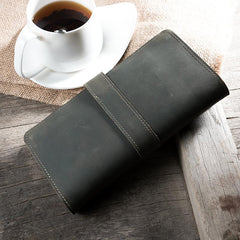 Handmade Leather Mens Clutch Wallet Cool Leather Wallet Long Phone Wallets for Men