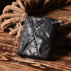 Handmade Mens Cool billfold Leather Wallet Men Small Slim Wallets Bifold for Men - imessengerbags