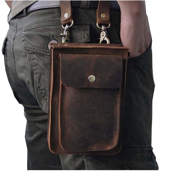 Leather Belt Pouch Mens Small Cases Waist Bag Hip Pack Belt Bag Fanny Pack Bumbag for Men - imessengerbags