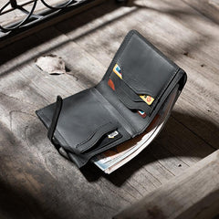 Handmade Leather Mens Cool Slim Leather Wallet Men Small Wallets Bifold for Men - imessengerbags