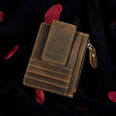 Leather Mens Wallet Cool Slim Front Pocket Wallet Money Clip for Men - imessengerbags