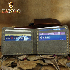 Handmade Leather Mens Cool Slim Leather Wallet Men billfold Wallets Bifold for Men - imessengerbags