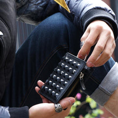 Genuine Leather Mens Cool billfold Leather Wallet Men Small Zipper Wallets for Men - imessengerbags