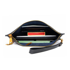 Handmade Leather Mens Chinese Dragon Clutch Cool Slim Wallet Zipper Clutch Wristlet Wallet for Men