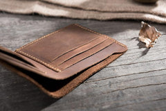 Handmade Leather Mens Cool Slim Leather Wallet Men Small Wallets Bifold for Men - imessengerbags