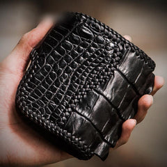 Handmade Leather Small Tooled Mens billfold Wallet Cool Chain Wallet Biker Wallet for Men